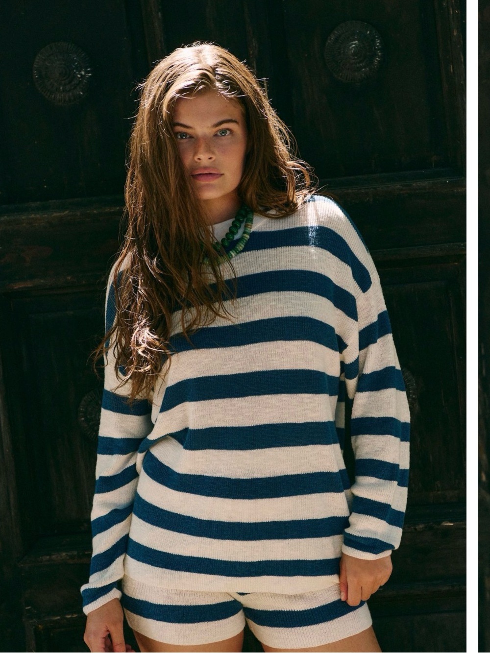Great Condition: Free People Navy and Cream Malibu Surf Sweater Set (S)